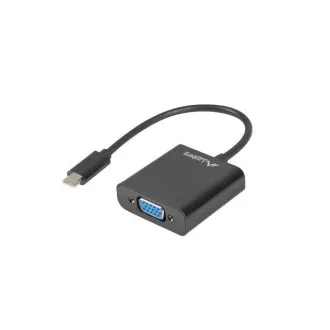 LANBERG USB-C(M) 3.1 na VGA(F) adaptér kábel 15CM čierny LANBERG USB-C(M) 3.1 na VGA(F) adaptér kábel 15CM čierny