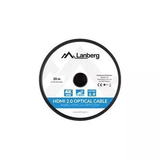LANBERG Aktívny optický kábel High Speed with Ethernet 2.0, 4K@60Hz, M/M, dĺžka 20m, čierny, pozlátené konektory