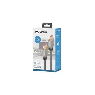 LANBERG Ultra High Speed HDMI 2.1 kábel, 48 Gbps, 8K @ 60Hz, 5K @ 120Hz, dĺžka 1m, čierny, pozlátené konektory LANBERG Ultra High Speed HDMI 2.1 kábel, 48 Gbps, 8K @ 60Hz, 5K @ 120Hz, dĺžka 1m, čierny, pozlátené konektory