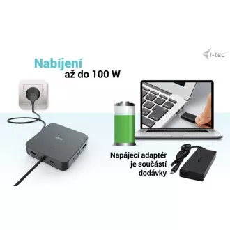 I-tec USB-C HDMI + Dual DP Docking Station with Power Delivery 100 W + i-tec Universal Charger 112 W