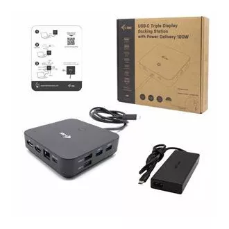 I-tec USB-C HDMI + Dual DP Docking Station with Power Delivery 100 W + i-tec Universal Charger 112 W
