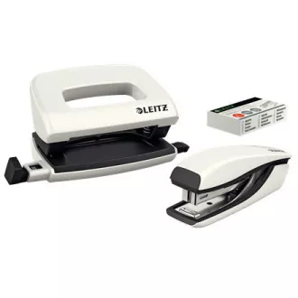 LEITZ Set mini zošívačky a dierovačky WOW, perleťová biela