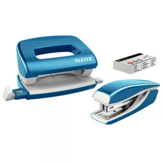 LEITZ Set mini zošívačky a dierovačky WOW, metalická modrá LEITZ Set mini zošívačky a dierovačky WOW, metalická modrá