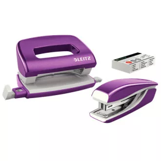 LEITZ Set mini zošívačky a dierovačky WOW, purpurová LEITZ Set mini zošívačky a dierovačky WOW, purpurová