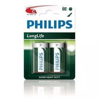 Philips batéria C LongLife zinkochloridová - 2ks, blister