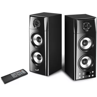 Genius SP-HF2800 BT, Reproduktory, 2.0, 60W, Bluetooth, TWS technológie, drevené, USB, diaľkové ovládanie, čierne