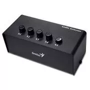 Genius Stereo Switching Box, Prepínač, audio, 2x RCA vstup, 5x 3,5 mm jack výstup, stereo, čierny
