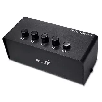 Genius Stereo Switching Box, Prepínač, audio, 2x RCA vstup, 5x 3,5 mm jack výstup, stereo, čierny Genius Stereo Switching Box, Prepínač, audio, 2x RCA vstup, 5x 3,5 mm jack výstup, stereo, čierny