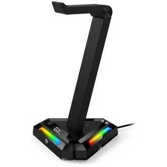 Genius GX-UH100, Stojan, na herný headset s USB HUBom, RGB podsvietenie, 2x USB, 2x USB-C, čierny