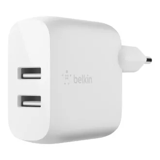 Belkin BOOST CHARGE™ Duálna 24W USB-A nástenná nabíjačka, biela Belkin BOOST CHARGE™ Duálna 24W USB-A nástenná nabíjačka, biela