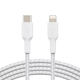 Belkin BOOST CHARGE™ Lightning/USB-C kábel, 1m, biely - odolný
