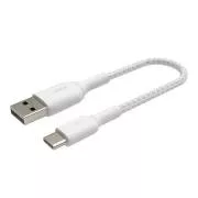 Belkin BOOST CHARGE™ USB-C/USB-A kábel, 15cm, biely - odolný