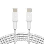 Belkin BOOST CHARGE™ USB-C/USB-C kábel, 1m, biely - odolný