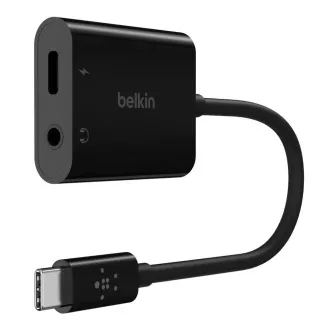 Belkin USB-C adaptér/rozdvojka 1x USB-C M/ 1x USB-C F napájanie 60W + 1x 3,5mm jack, čierna Belkin USB-C adaptér/rozdvojka 1x USB-C M/ 1x USB-C F napájanie 60W + 1x 3,5mm jack, čierna
