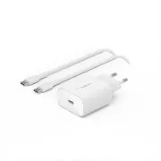 Belkin BOOST CHARGE™ 25W USB-C Power Delivery PPS nástenná nabíjačka + 1m USB-C na USB-C kábel, biela