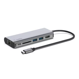 Belkin USB-C 6v1 húb - 4K HDMI, USB-C PD 3.0, 2x USB-A 3.0, RJ45, čítačka SD kariet Belkin USB-C 6v1 húb - 4K HDMI, USB-C PD 3.0, 2x USB-A 3.0, RJ45, čítačka SD kariet