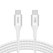 Belkin BOOST CHARGE™ USB-C/USB-C kábel 240W, 2m, biely - odolný