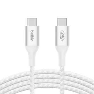 Belkin BOOST CHARGE™ USB-C/USB-C kábel 240W, 2m, biely - odolný