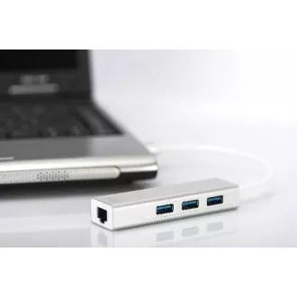 DIGITUS USB 3.0 HUB, 3 porty a Gigabit LAN adaptér 3xUSB A/F, 1xUSB A/M, 1xRJ45 LAN, Win/Mac OS DIGITUS USB 3.0 HUB, 3 porty a Gigabit LAN adaptér 3xUSB A/F, 1xUSB A/M, 1xRJ45 LAN, Win/Mac OS