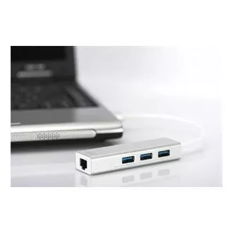 DIGITUS USB 3.0 HUB, 3 porty a Gigabit LAN adaptér 3xUSB A/F, 1xUSB A/M, 1xRJ45 LAN, Win/Mac OS DIGITUS USB 3.0 HUB, 3 porty a Gigabit LAN adaptér 3xUSB A/F, 1xUSB A/M, 1xRJ45 LAN, Win/Mac OS