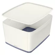 LEITZ Úložný box s vekom MyBox, veľkosť L, biela/sivá