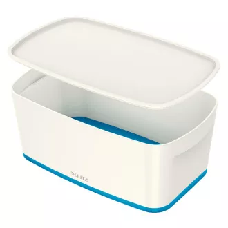 LEITZ Úložný box s vekom MyBox, veľkosť S, biela/modrá