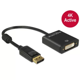 Delock adaptér Displayport 1.2 samec > DVI samica 4K aktívny čierny Delock adaptér Displayport 1.2 samec > DVI samica 4K aktívny čierny