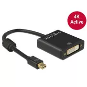 Delock adaptér mini Displayport 1.2 samec > DVI samica 4K aktívny čierny