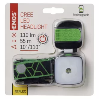 Emos LED nabíjacia čelovka P3535, 110 lm, CREE LED + 4× SMD Emos LED nabíjacia čelovka P3535, 110 lm, CREE LED + 4× SMD