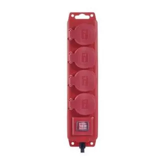 Emos predlžovacia šnúra P14101 - 4 zásuvky, 10m, 16A, s vypínačom, vonkajšia IP44, červená