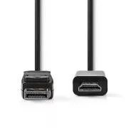 Nedis CCGB37100BK20 - DisplayPort - HDMI Kábel | DisplayPort Zástrčka - HDMI Konektor | 2 m | Čierna farba
