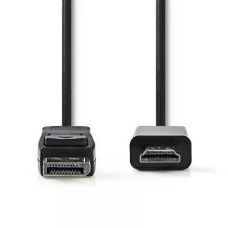 Nedis CCGB37100BK20 - DisplayPort - HDMI Kábel | DisplayPort Zástrčka - HDMI Konektor | 2 m | Čierna farba