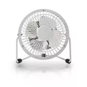 Nedis FNDK1WT10 - Kovový Mini Ventilátor | Priemer 10 cm | Napájanie prostredníctvom USB | Biela farba