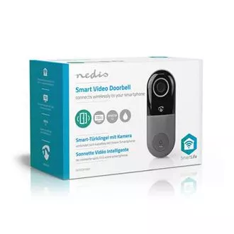 Nedis WIFICDP10GY - Wi-Fi Smart Domový Zvonček s Kamerou | Ovládanie Pomocou Aplikácie | microSD Slot | HD 720p