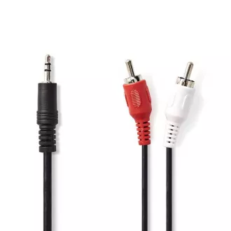 Nedis CAGB22200BK15 - Stereofónny Audio Kábel | 3,5mm Zástrčka - 2x RCA Zástrčka | 1,5 m | Čierna farba Nedis CAGB22200BK15 - Stereofónny Audio Kábel | 3,5mm Zástrčka - 2x RCA Zástrčka | 1,5 m | Čierna farba
