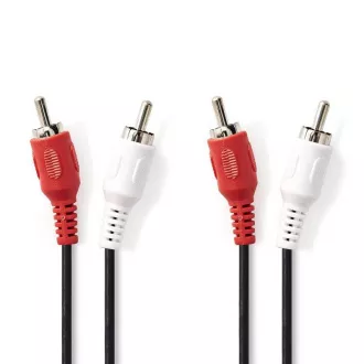 Nedis CAGB24200BK20 - Stereofónny Audio Kábel | 2x RCA Zástrčka - 2x RCA Zástrčka | 2 m | Čierna farba