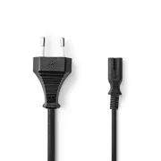 Nedis PCGB11040BK20 - Euro Napájací Kábel | Rovná Euro Zástrčka – IEC-320-C7 | 2 m | Čierny