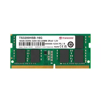 Transcend pamäť 16GB SODIMM DDR4 3200 2Rx8 1Gx8 CL22 1.2V