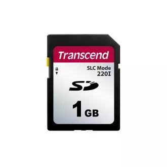 Transcend 1GB SD220I MLC priemyselná pamäťová karta (SLC Mode), 22MB/s R, 20MB/s W, čierna