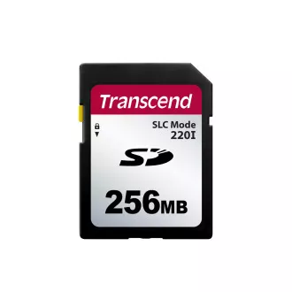 Transcend 256MB SD220I MLC priemyselná pamäťová karta (SLC mode), 22MB/s R, 20MB/s W, čierna