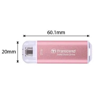 Transcend ESD300P 2TB, External SSD, USB 10Gbps, Type C, 1050MB/R, 950MB/W, ružový