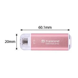 Transcend ESD300P 2TB, External SSD, USB 10Gbps, Type C, 1050MB/R, 950MB/W, ružový