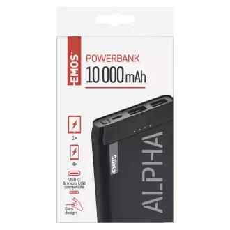 Emos Powerbank ALPHA 10S, 10000 mAh, USB-C, 2.1A, čierna