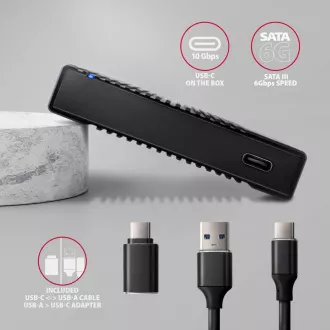 AXAGON EE25-GTR, USB-C 10Gbps - SATA 6G 2.5" RIBBED box, čierny AXAGON EE25-GTR, USB-C 10Gbps - SATA 6G 2.5" RIBBED box, čierny