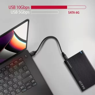 AXAGON EE25-GTR, USB-C 10Gbps - SATA 6G 2.5" RIBBED box, čierny AXAGON EE25-GTR, USB-C 10Gbps - SATA 6G 2.5" RIBBED box, čierny