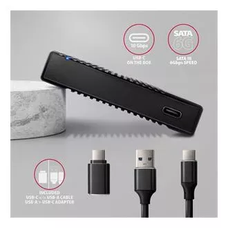 AXAGON EE25-GTR, USB-C 10Gbps - SATA 6G 2.5" RIBBED box, čierny AXAGON EE25-GTR, USB-C 10Gbps - SATA 6G 2.5" RIBBED box, čierny