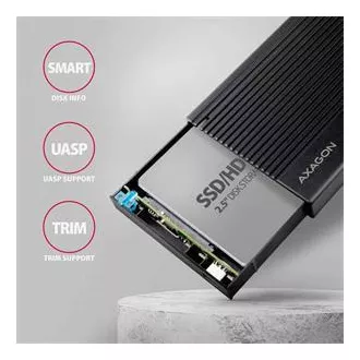 AXAGON EE25-GTR, USB-C 10Gbps - SATA 6G 2.5" RIBBED box, čierny AXAGON EE25-GTR, USB-C 10Gbps - SATA 6G 2.5" RIBBED box, čierny