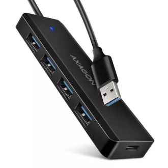 AXAGON HUE-C1A cestovný štvorportový USB-A 5Gbps hub/USB-C konektor pre externé napájanie/kábel 19 cm AXAGON HUE-C1A cestovný štvorportový USB-A 5Gbps hub/USB-C konektor pre externé napájanie/kábel 19 cm