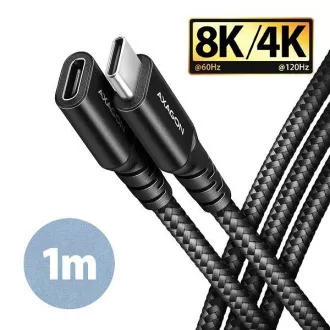 AXAGON BUCM32-CF10AB predlžovací kábel USB-C (M) <-> USB-C (F), 1m, USB 20Gbps, PD 240W 5A, 8K HD, ALU, oplet, čierny AXAGON BUCM32-CF10AB predlžovací kábel USB-C (M) <-> USB-C (F), 1m, USB 20Gbps, PD 240W 5A, 8K HD, ALU, oplet, čierny