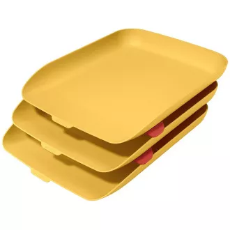 LEITZ Odkladač na dokumenty s organizérom Cosy set 3 ks teplá žltá